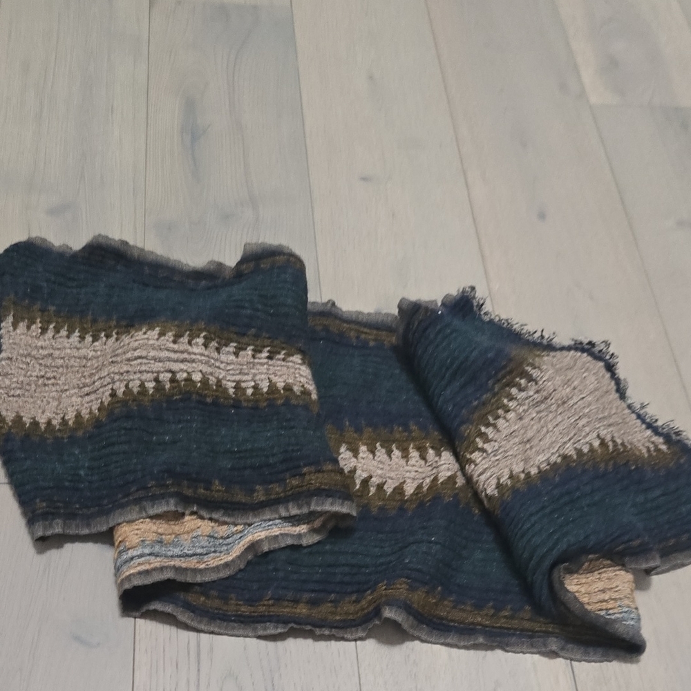 Wilfred Woven Textile in Blue and Tan